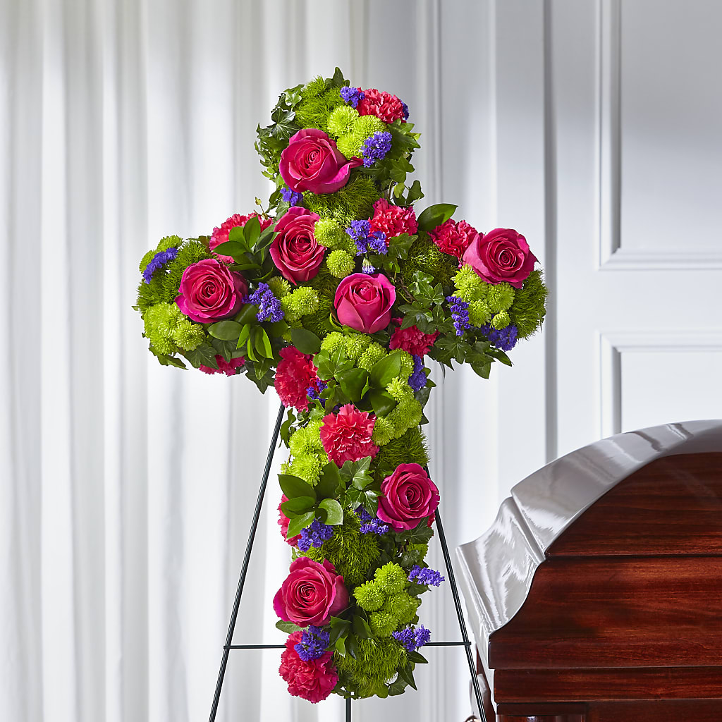 Tribute Rose Floral Cross – HAYLEE FLOWERS & VARIETIES, Freeport NY