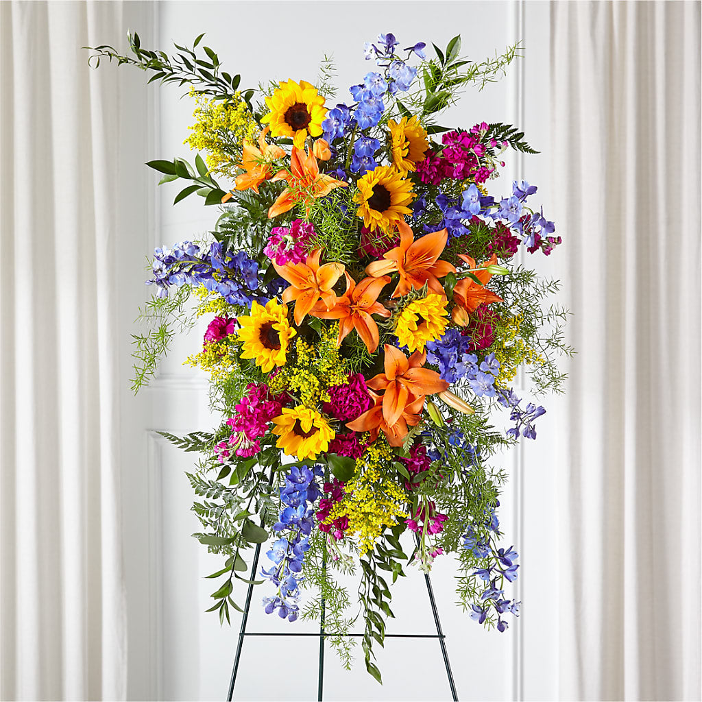 Sunlit Memories Standing Spray (Standard) – HAYLEE FLOWERS & VARIETIES, Freeport NY