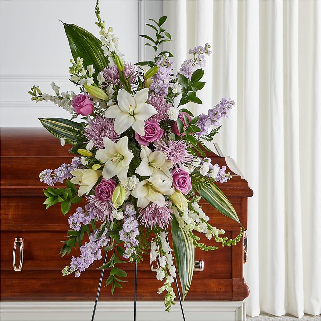 Grateful Hearts Standing Spray – HAYLEE FLOWERS & VARIETIES, Freeport NY