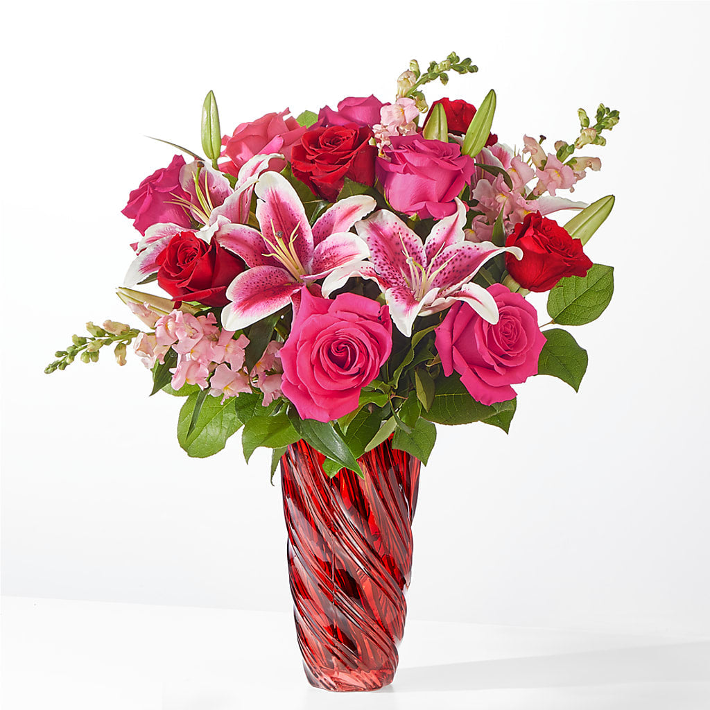 Always You Bouquet with Luxe Swirl Vase – HAYLEE FLOWERS & VARIETIES, Freeport NY