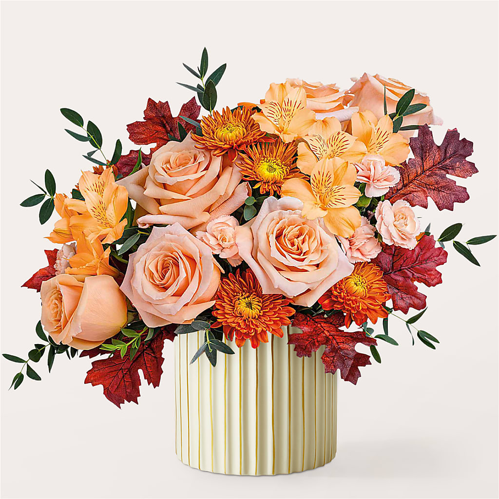 Spiced Latte Bouquet with Ivory Vase – HAYLEE FLOWERS & VARIETIES, Freeport NY