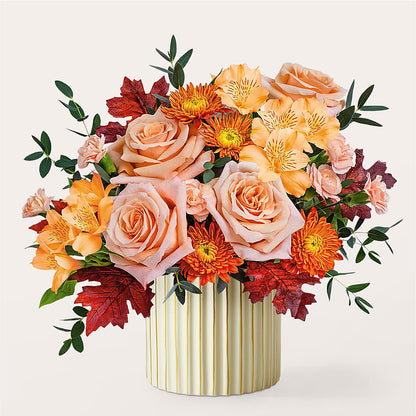Spiced Latte Bouquet with Ivory Vase – HAYLEE FLOWERS & VARIETIES, Freeport NY