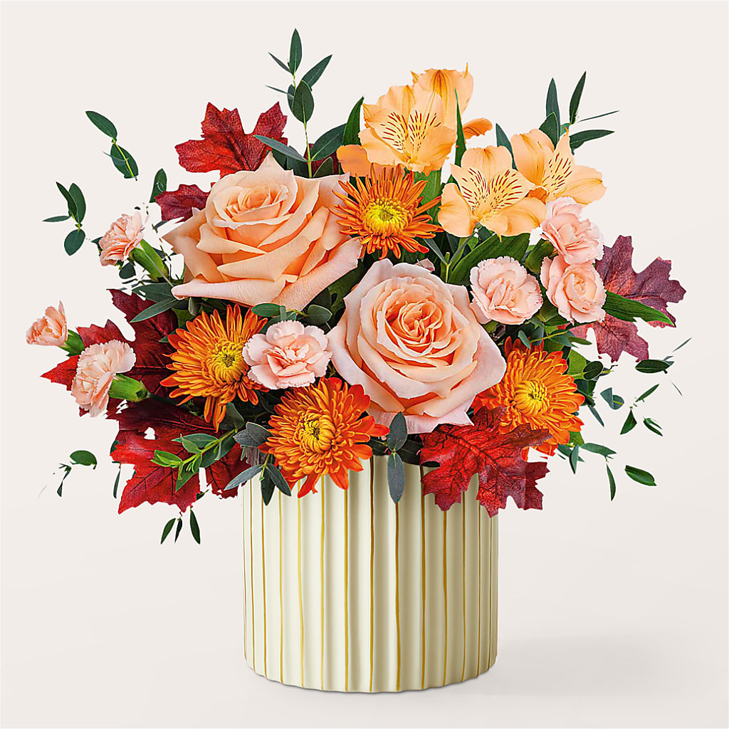 Spiced Latte Bouquet with Ivory Vase – HAYLEE FLOWERS & VARIETIES, Freeport NY