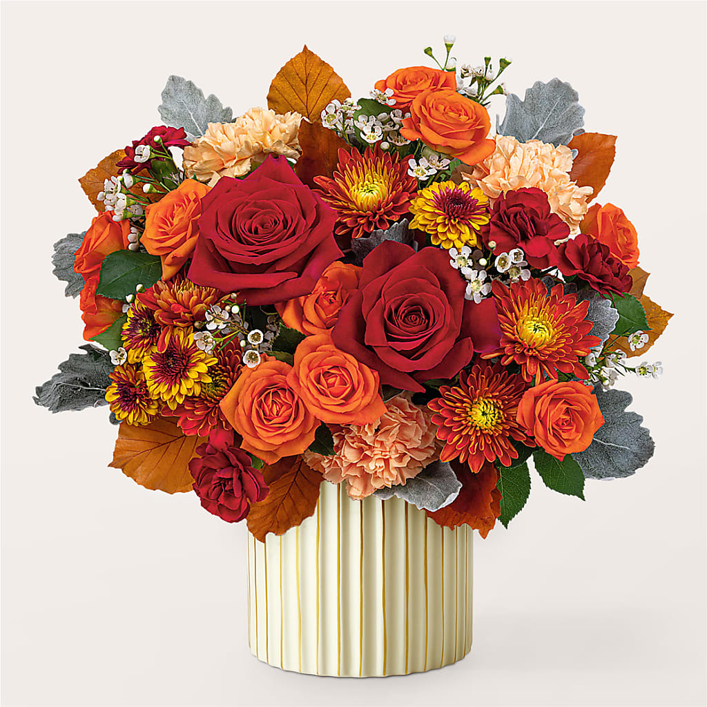 Merlot Bouquet with Ivory Vase – HAYLEE FLOWERS & VARIETIES, Freeport NY