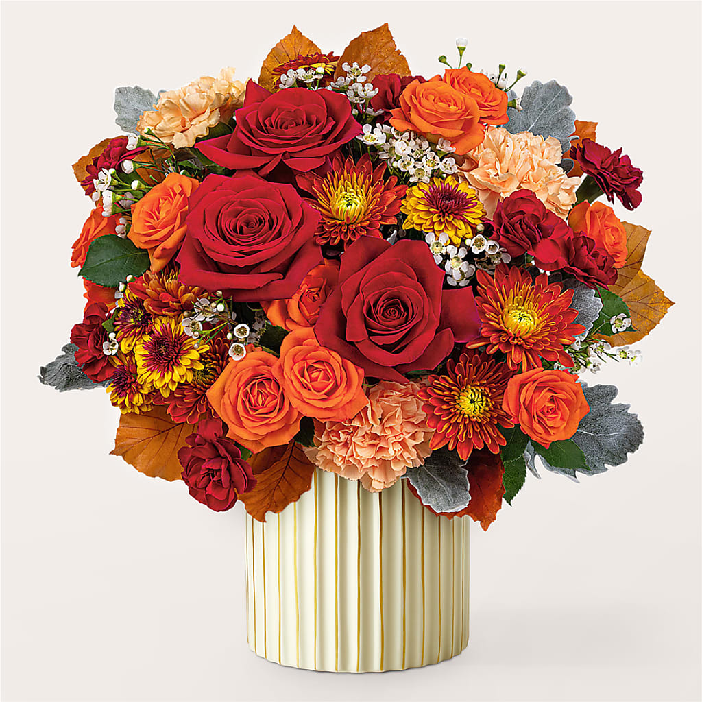 Merlot Bouquet with Ivory Vase – HAYLEE FLOWERS & VARIETIES, Freeport NY