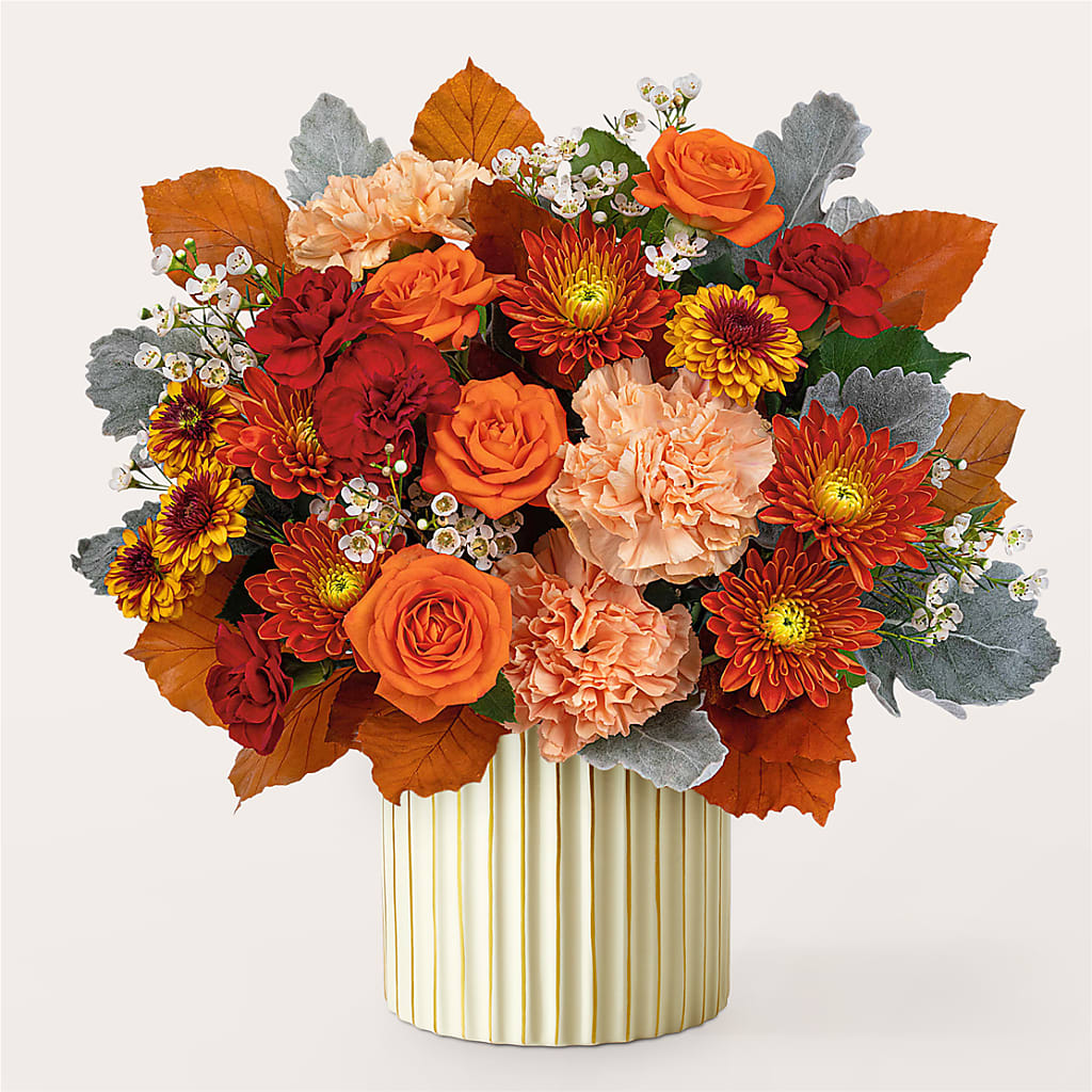 Merlot Bouquet with Ivory Vase – HAYLEE FLOWERS & VARIETIES, Freeport NY