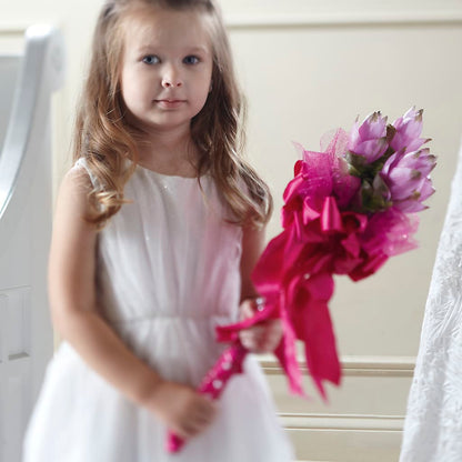 Sparkle Pink Flower Girl Bouquet – HAYLEE FLOWERS & VARIETIES, Freeport NY